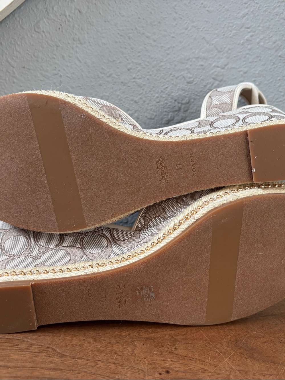 Coach Women's Page Signature Ankle-Tie Wedge Sandals 11 - Picture 9 of 12